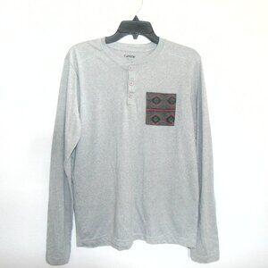 Cargo Henley Long Sleeve – Men’s Medium – Grey with Aztec Pocket